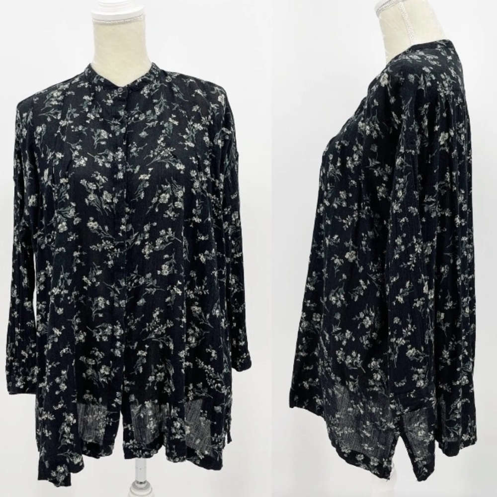 Denim & Supply Ralph Lauren Black floral dolman sleeve tunic top sz M
